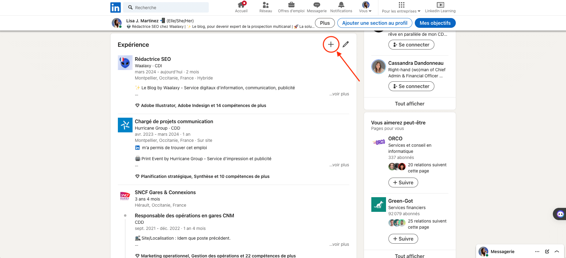 Ajout de nouvel emploi et/ou promotion sur LinkedIn.