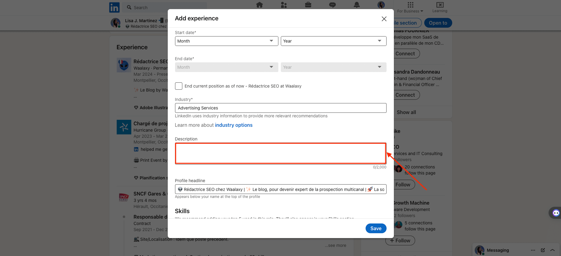 Add a promotion on LinkedIn: setting network information.