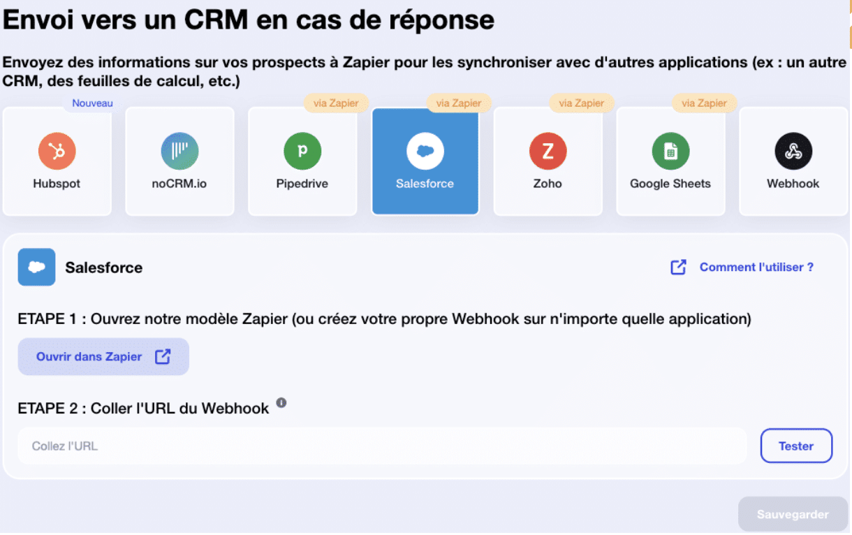 Intégration de Waalaxy vers un CRM (outils tiers)