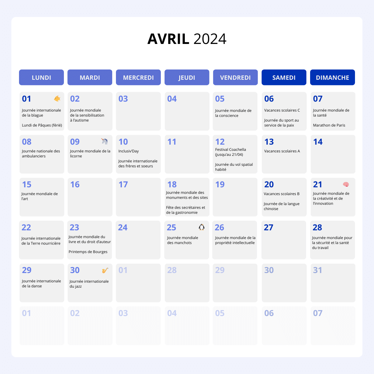 calendrier marketing avril