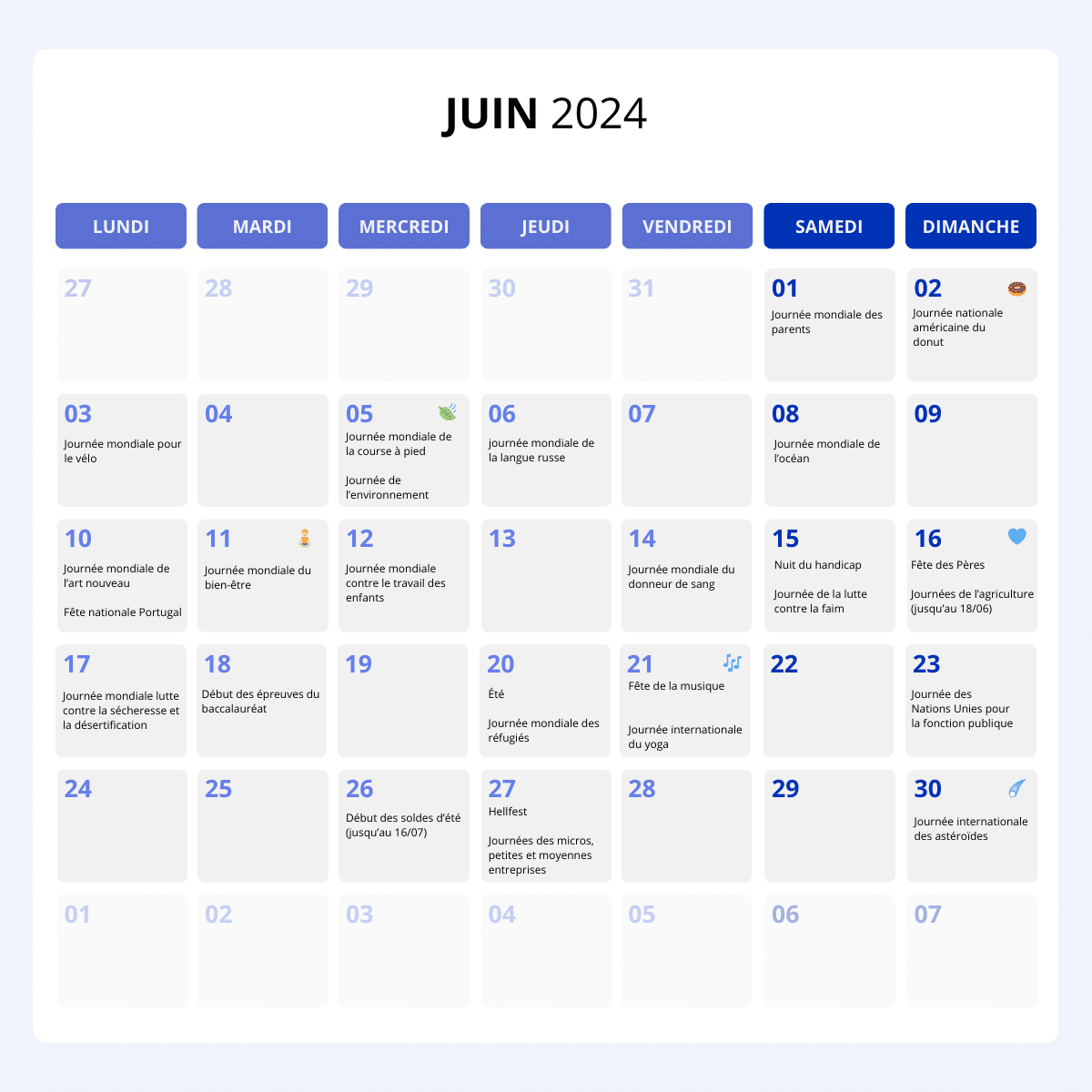 calendrier marketing juin