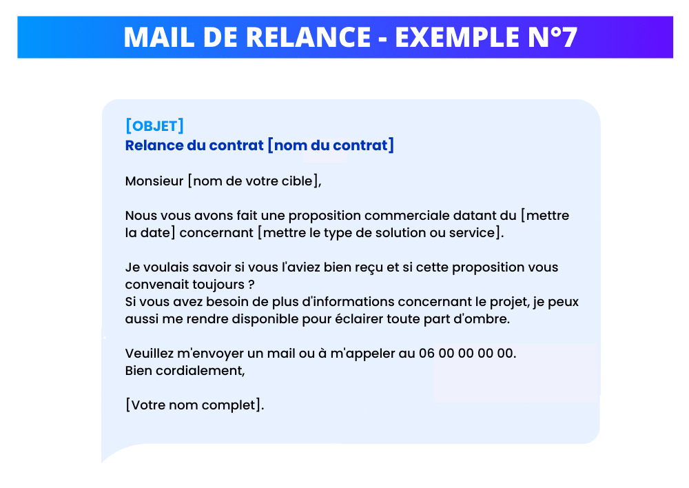 Exemple de mail de relance pour envoi de documents ou signature de contrat.