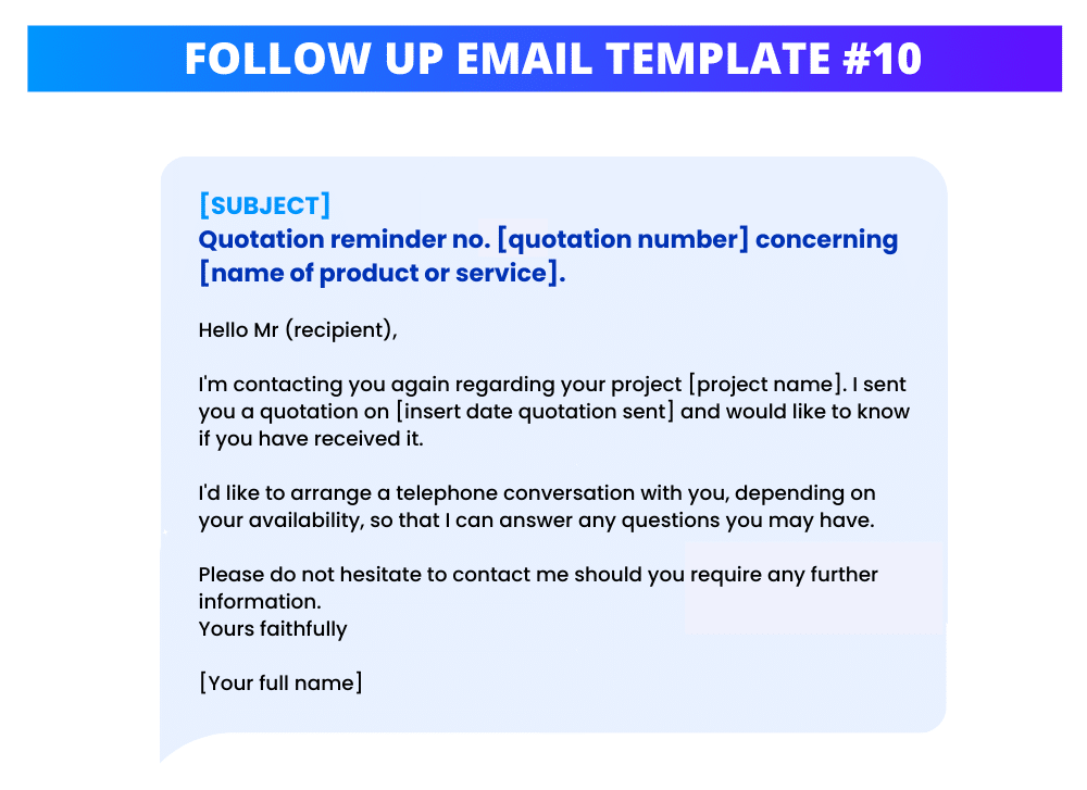 Follow Up Email Template For Quotation