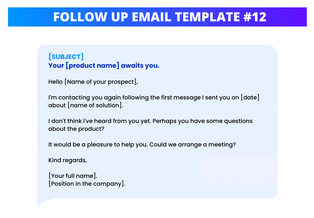 Follow Up Email Template For Prospecting.