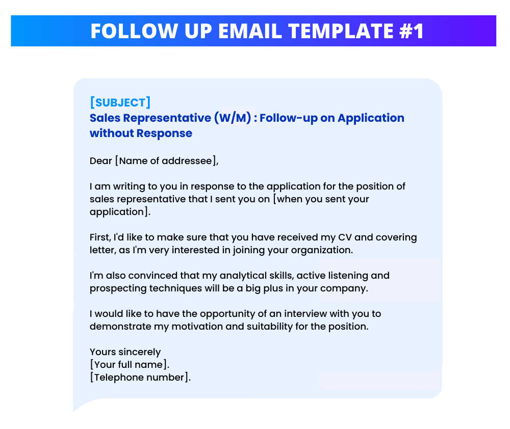 Follow Up Email Template for job application.