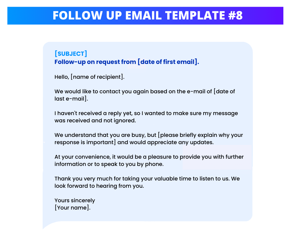 Follow up email template after no response