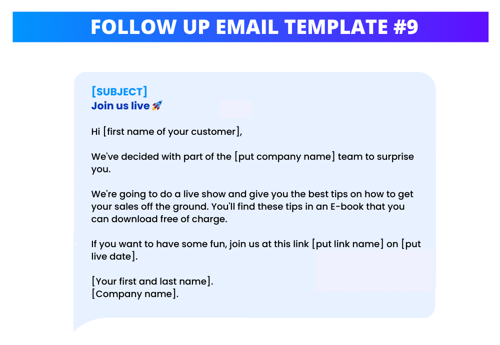 Follow Up Email Template to Customer.