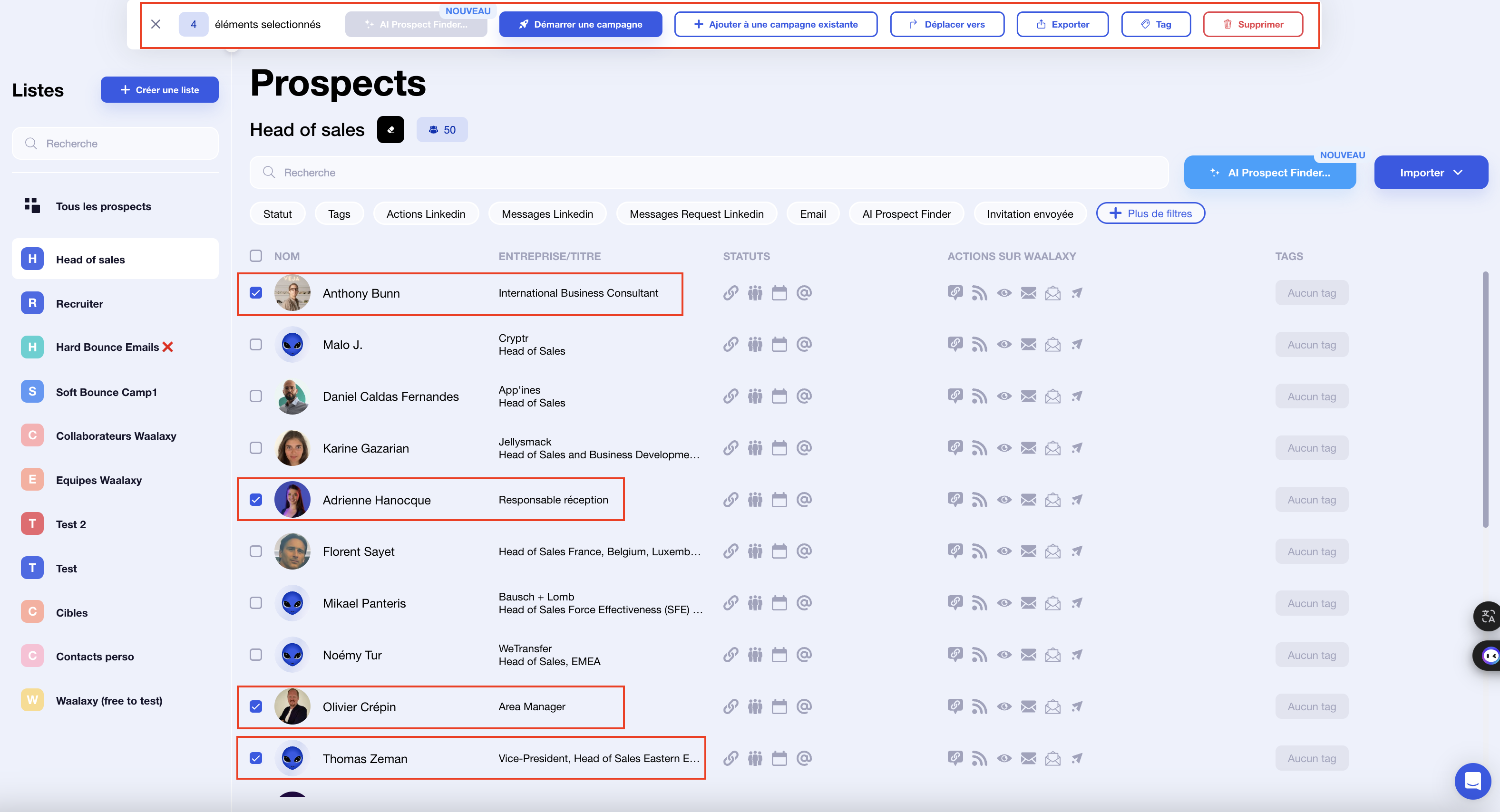 Pipeline commercial : nettoyer et identifier vos listes sur Waalaxy.