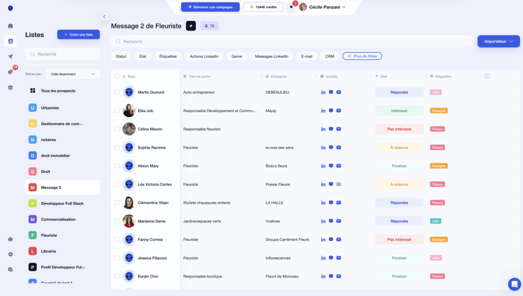 Liste prospects waalaxy 