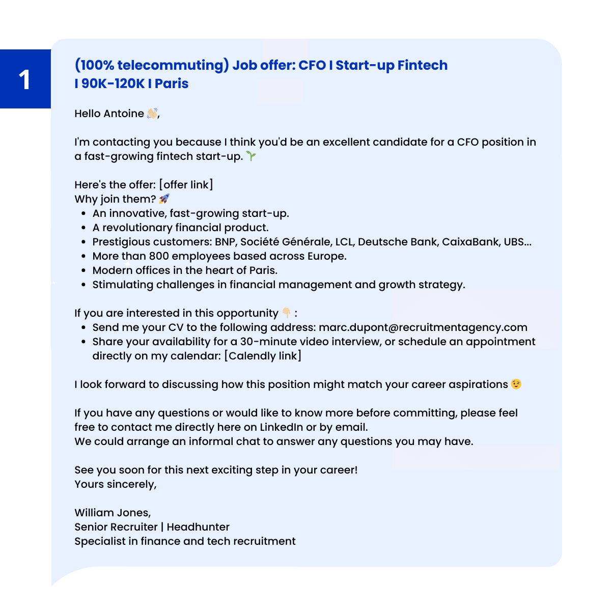 Pencarian eksekutif: Contoh pesan LinkedIn #1