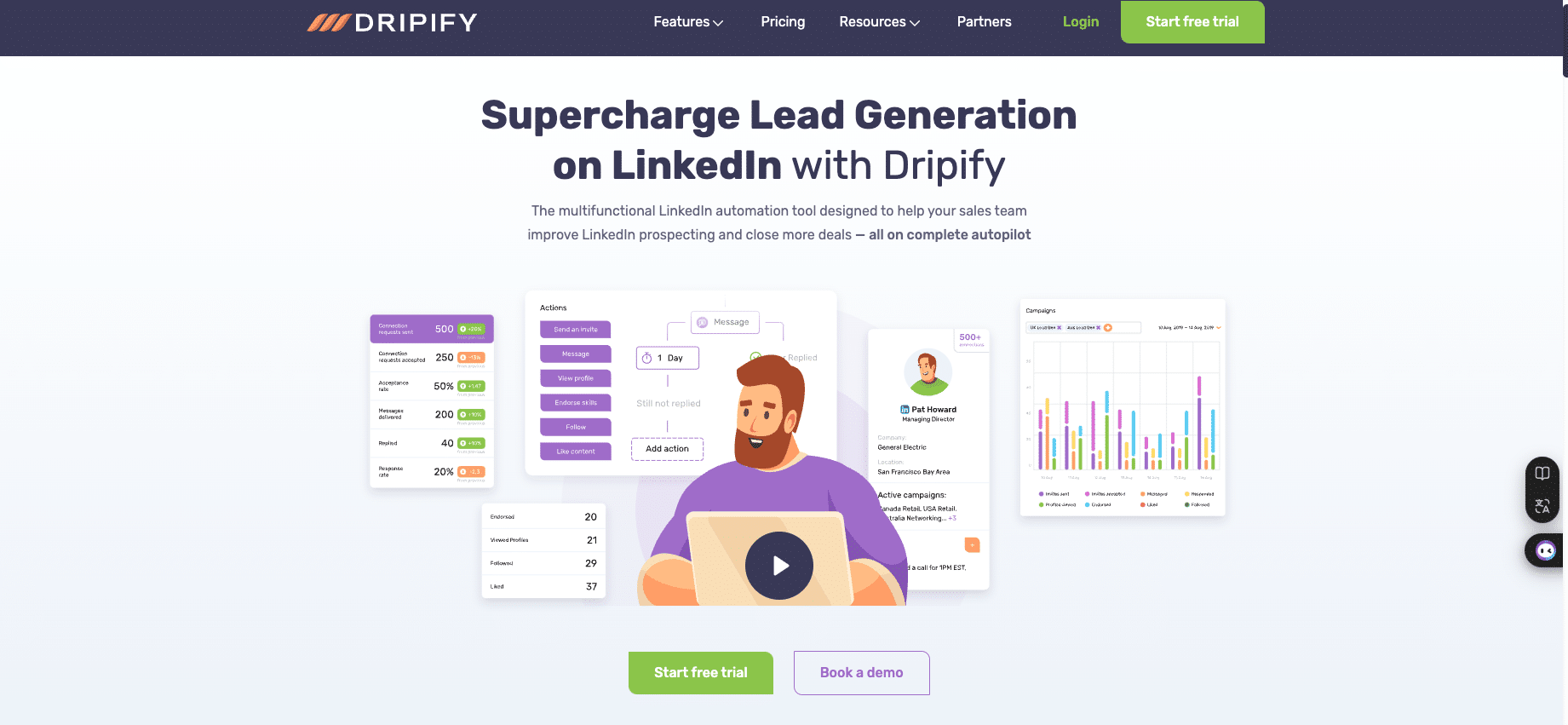 Dripify VS Waalaxy : presentación de Dripify.