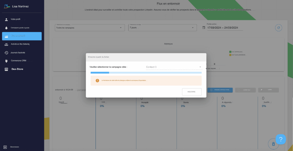 Email Finder Dux-soup, enriquecimiento en curso.