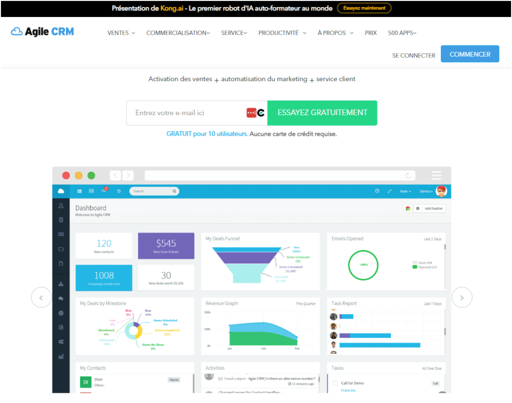 agile CRM gratuits