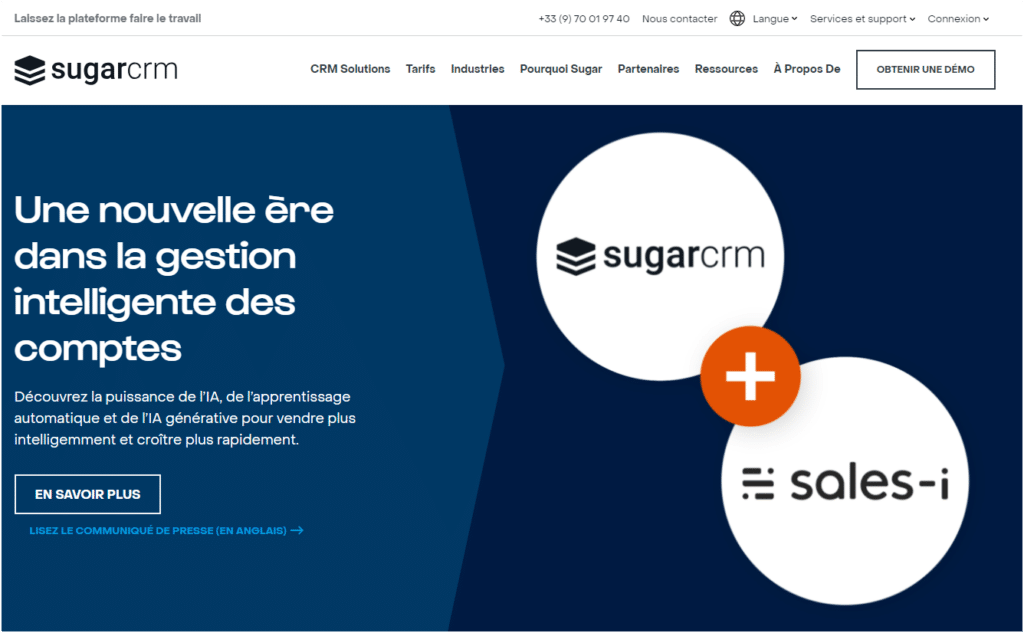 Sugar CRM gratuit en ligne