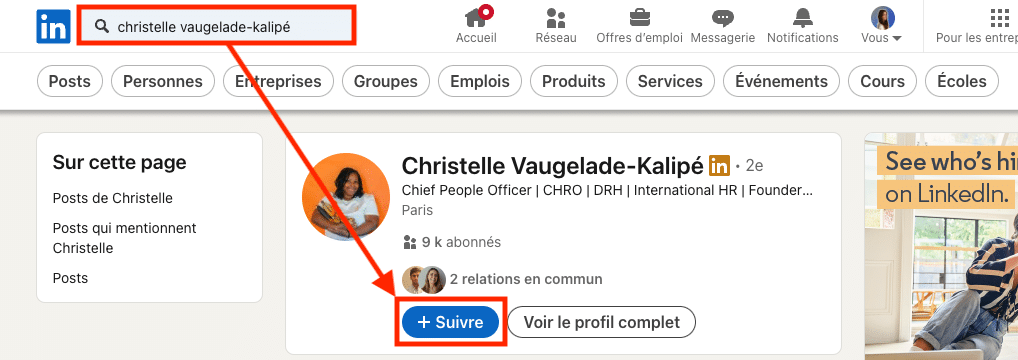 LinkedIn Outreach : recherche et suivi de profil.