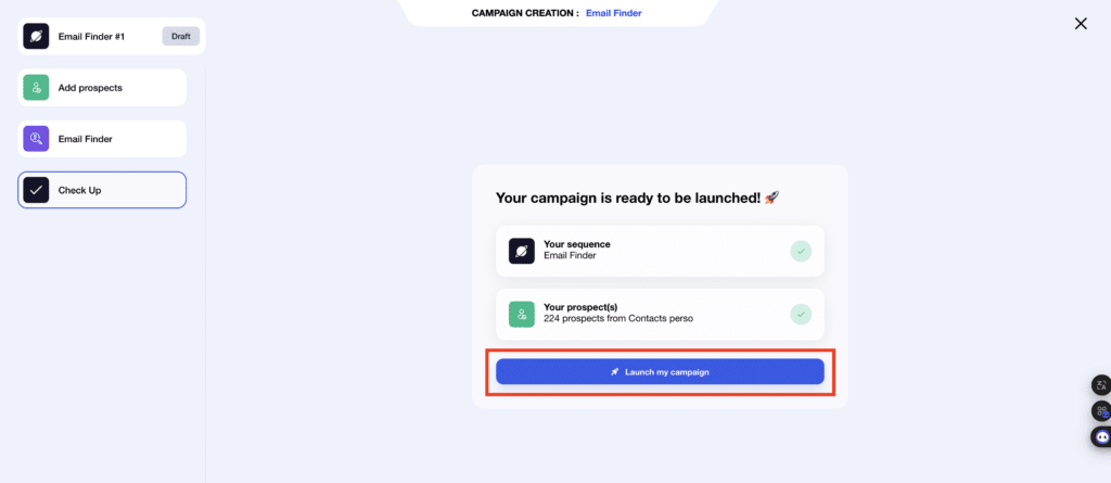 Email Finder: Campaign summary