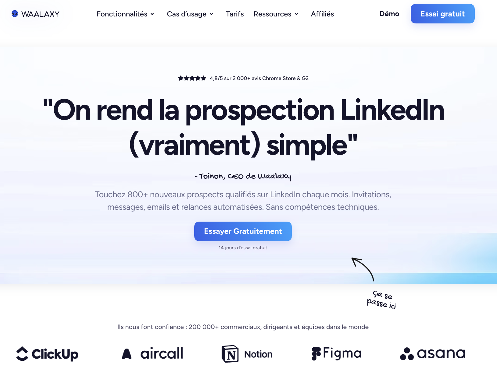 Outil CRM gratuit Waalaxy