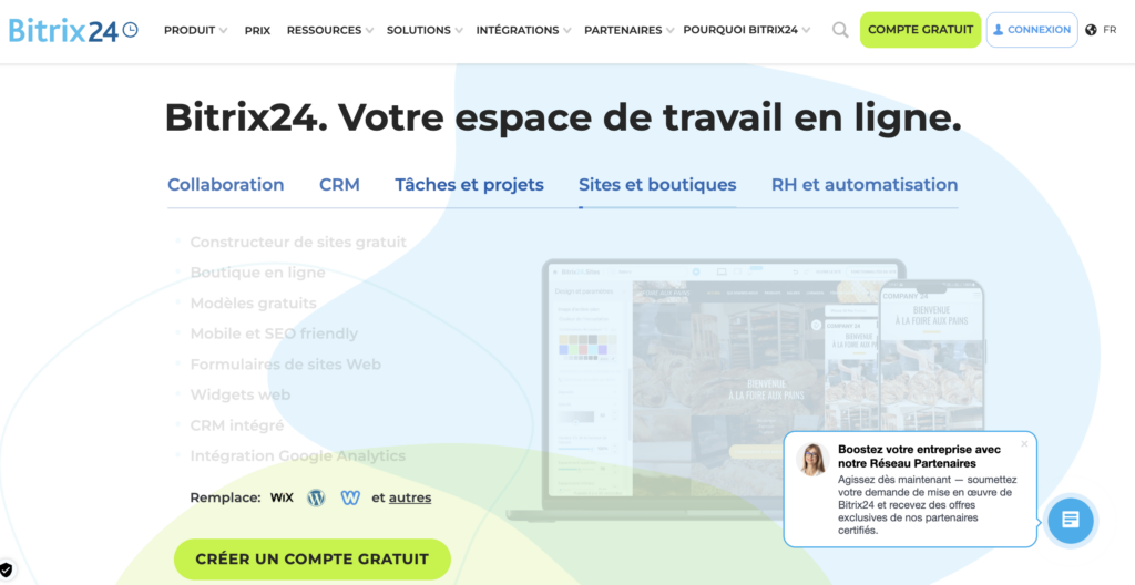 Outil CRM gratuit Bistrix24