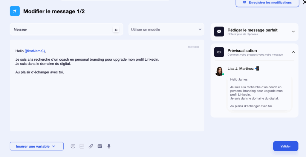 Escreva uma mensagem personalizada no Waalaxy.