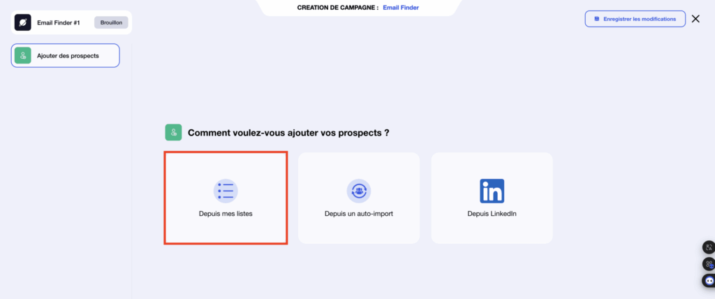 E-mail Finder : Een lijst met contactpersonen toevoegen.