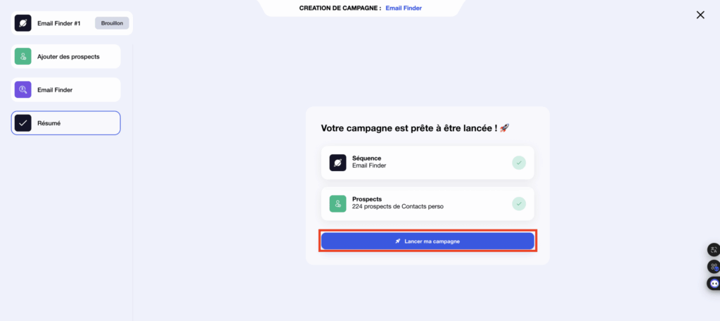 Email Finder: Campaign summary.