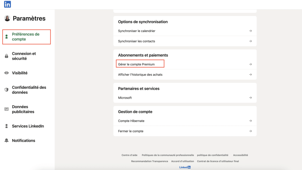 Se désabonner de Sales Navigator.