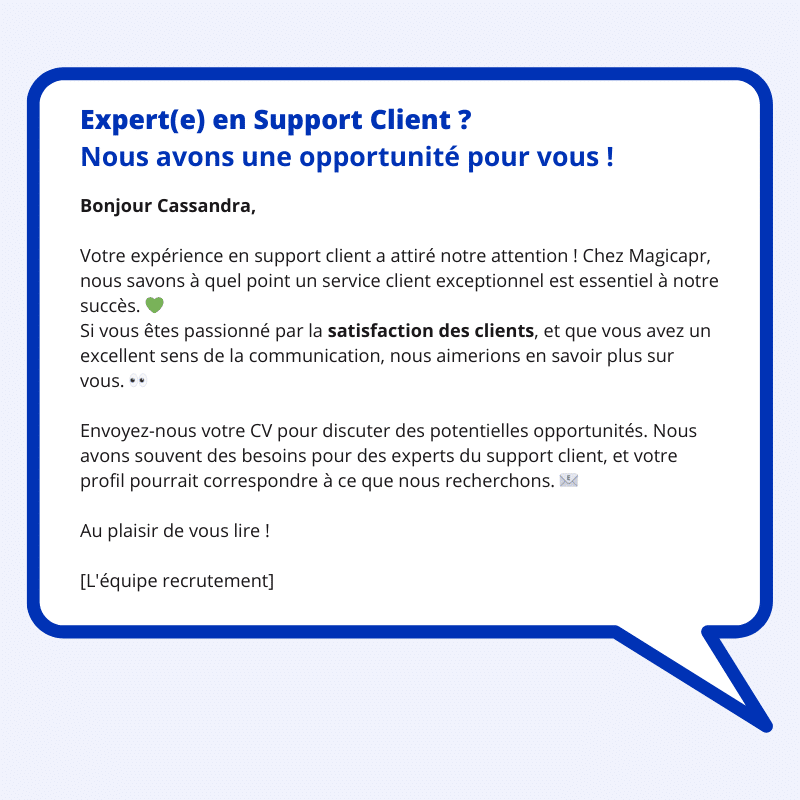 exemple de message de recrutement - customer support