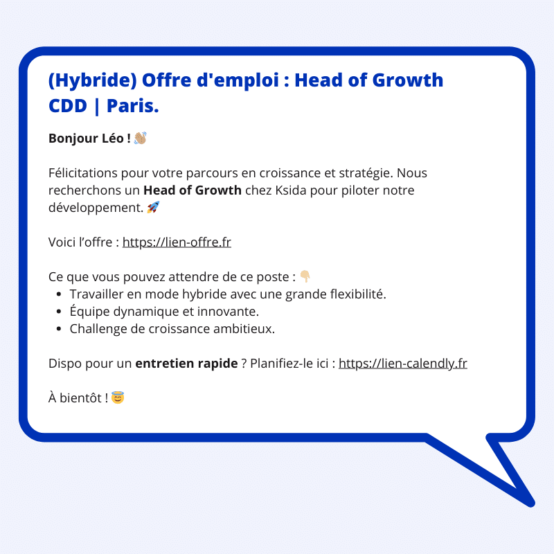 exemple de message de recrutement - head of growth