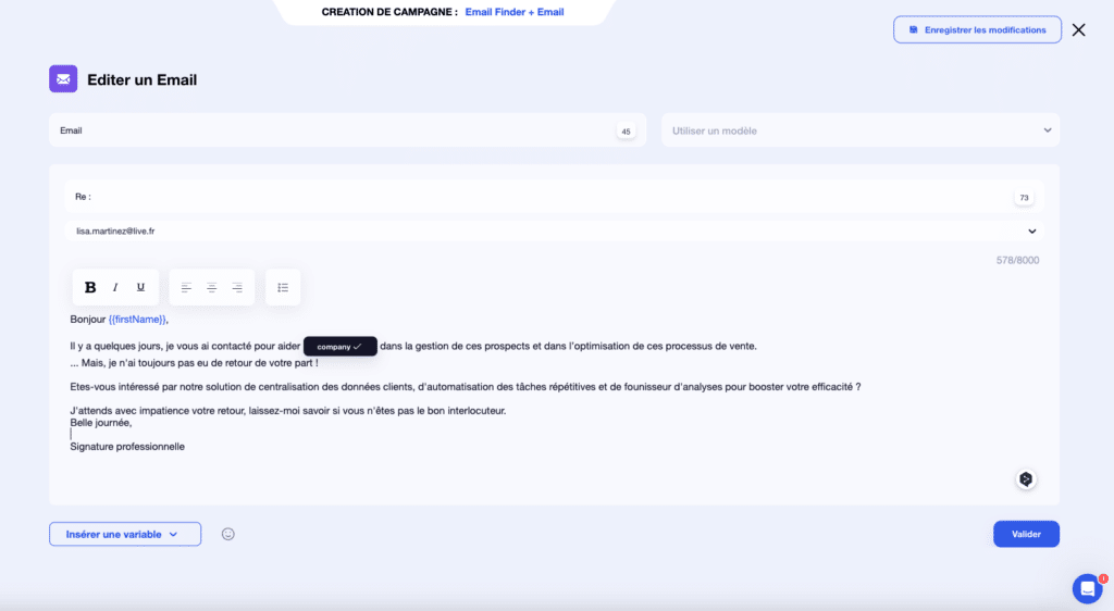 Personnaliser des mails avec enrichissement de base de données.