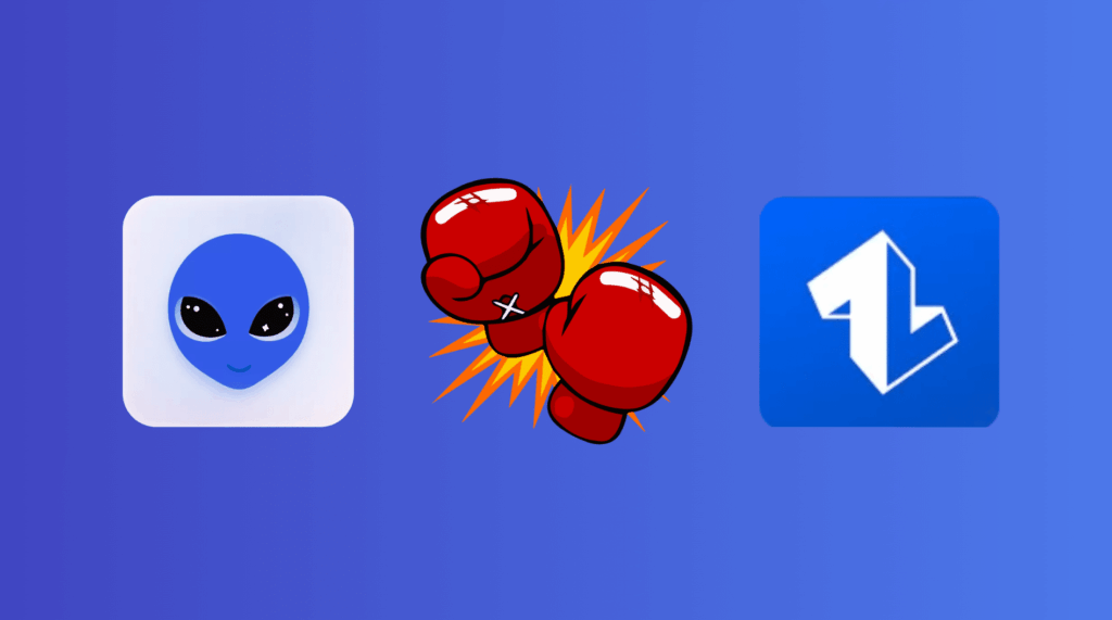 Leadin vs. Waalaxy logos on boxing gloves