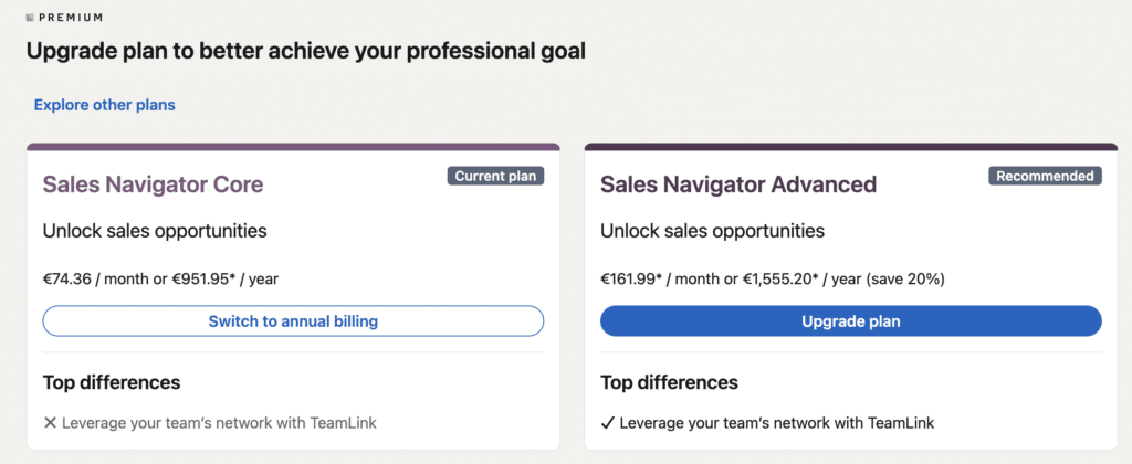 Sales navigator subscription