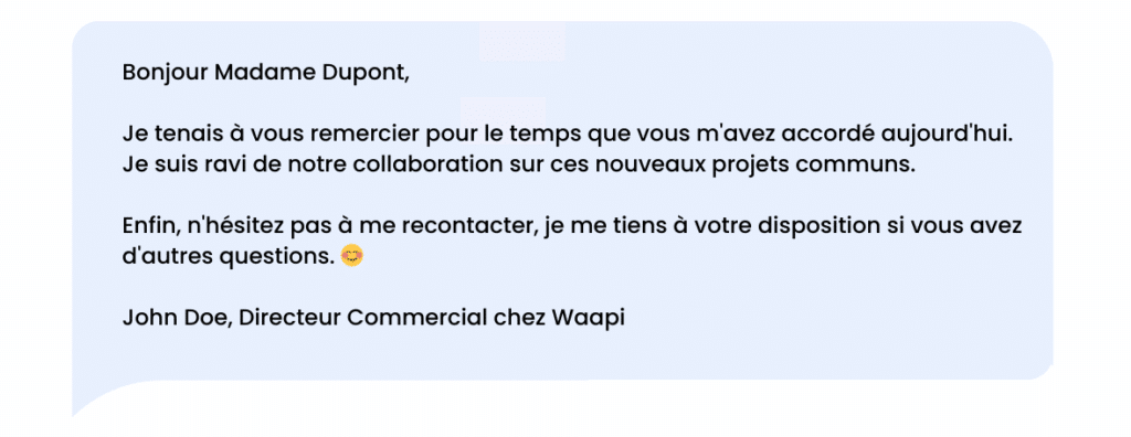 Mensagem de agradecimento no LinkedIn depois de uma reunião com um cliente.