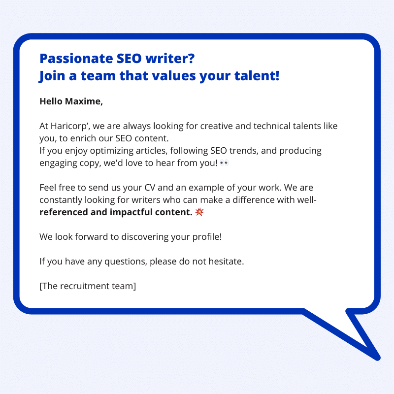 exemplos de mensagens de texto de recrutamento