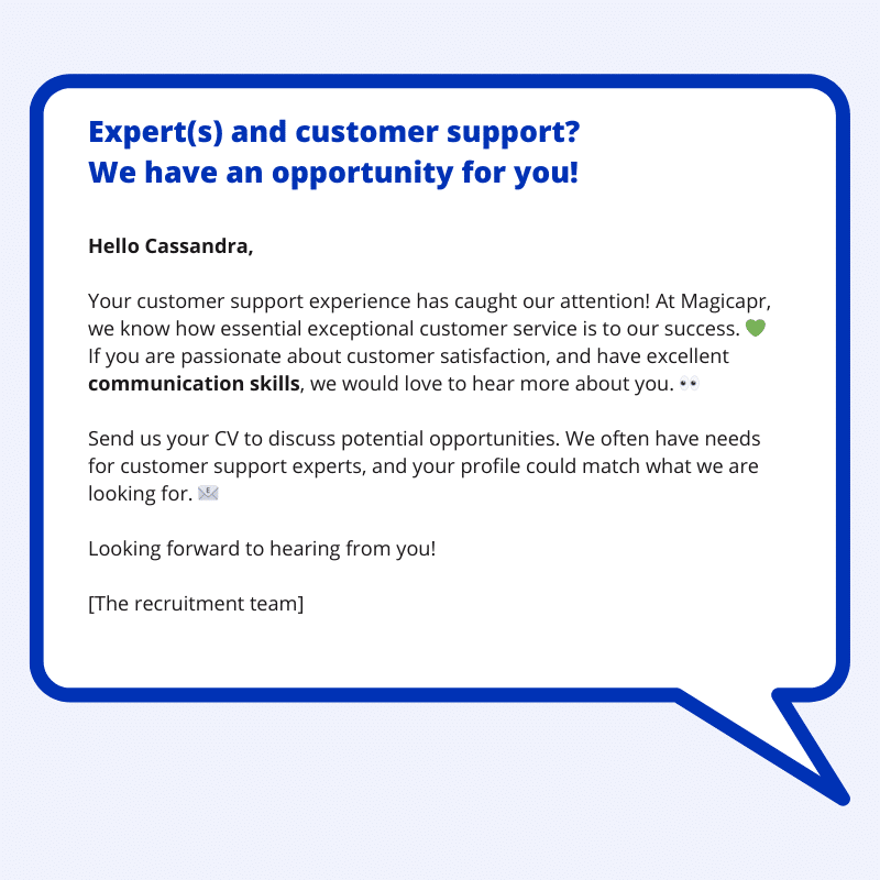 exemplos de mensagens de texto de recrutamento