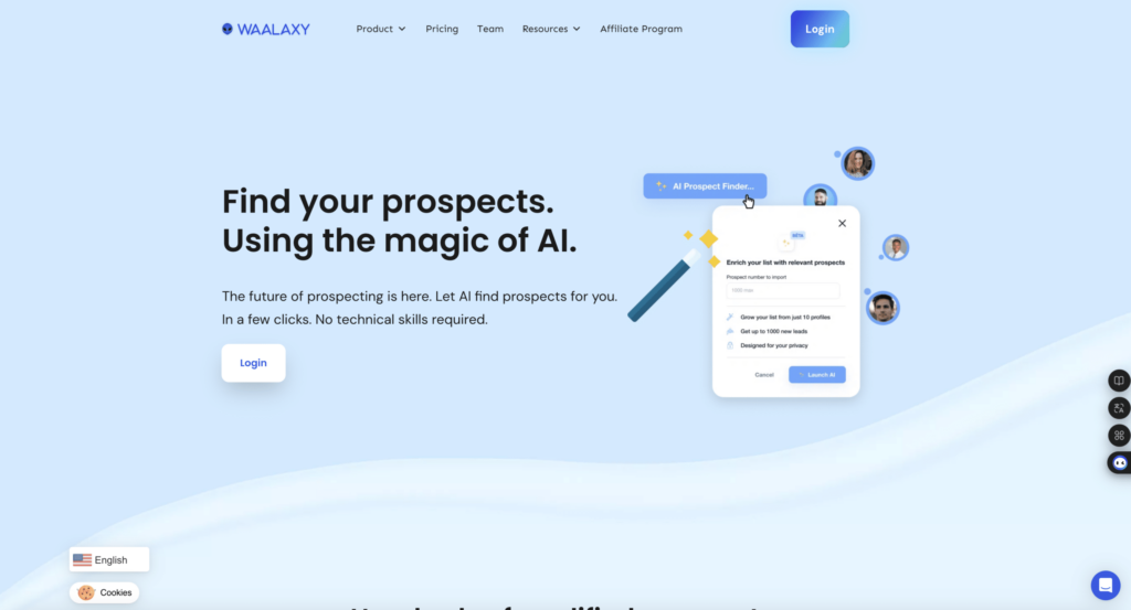 Utilice el buscador de prospectos AI de Waalaxy para enriquecer sus listas de prospectos.