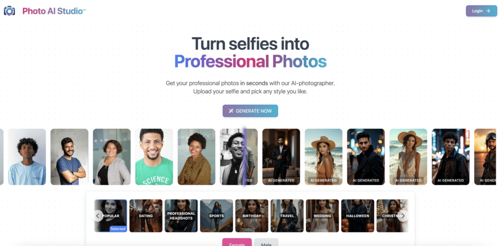 Genera fotos de perfil de LinkedIn AI con Photo AI Studio.