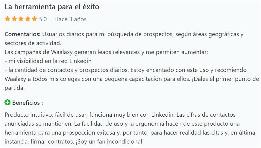 Opiniones de clientes de Waalaxy