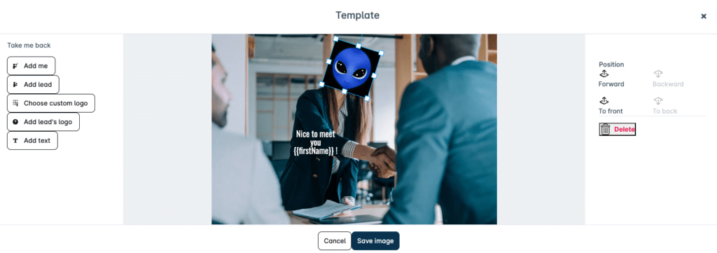 Custom prospecting image with LeadIn