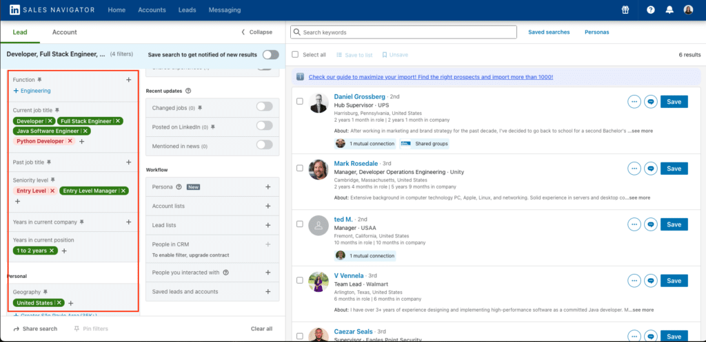 LinkedIn for sales team
