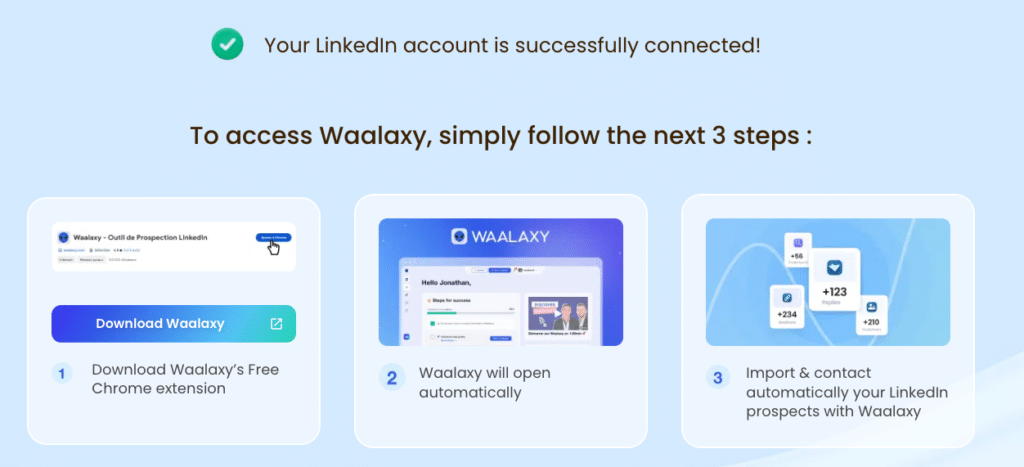 3 steps to install the Waalaxy extension on your desktop