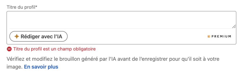 IA LinkedIn pour optimiser le titre du profil.