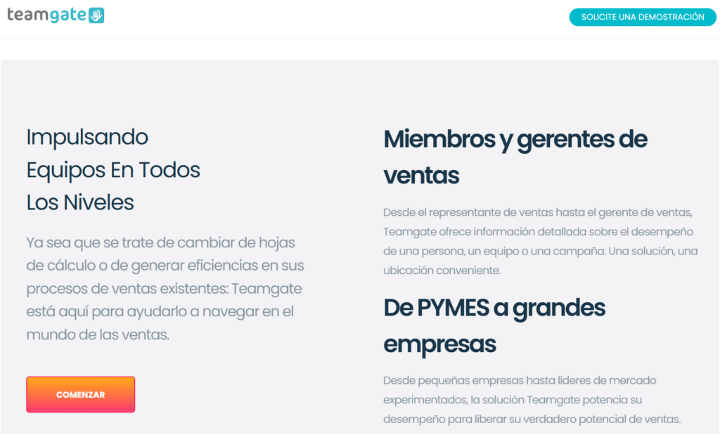 crm para los equipos de ventas Teamgate