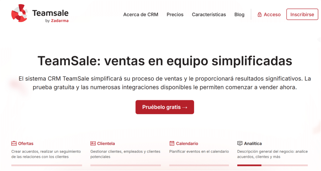 crm para los equipos de ventas Teamsale