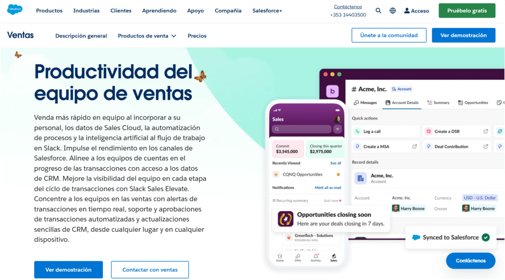 crm para los equipos de ventas Salesforce