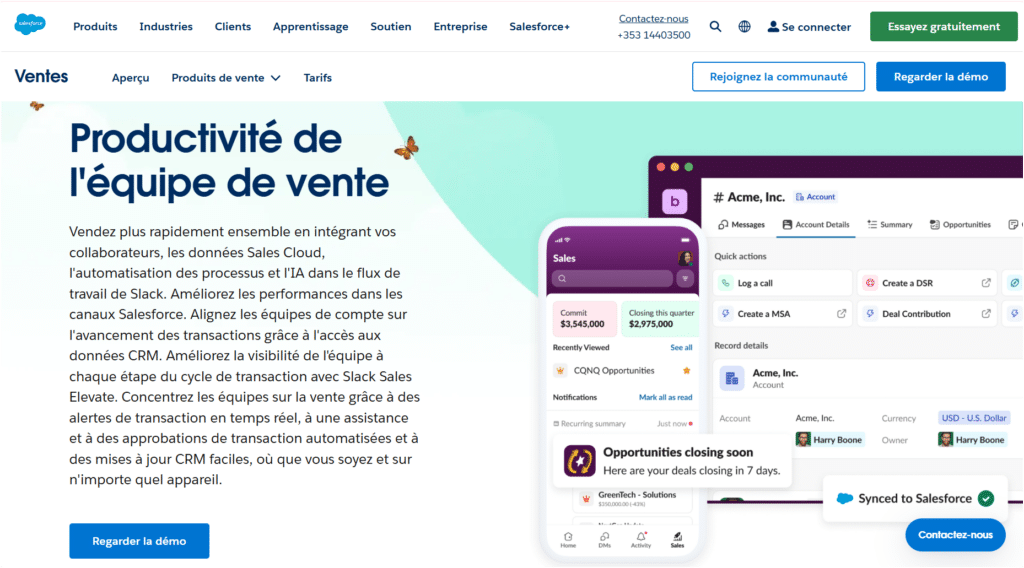 le meilleur CRM equipe de vente Salesforce