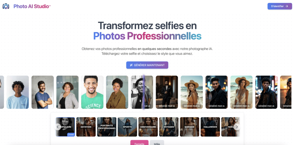 Générer des photo de profil LinkedIn IA avec Photo AI Studio.