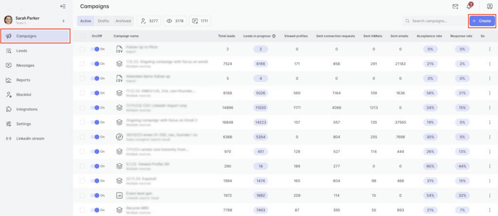 Create a prospecting campaign with LeadIn 