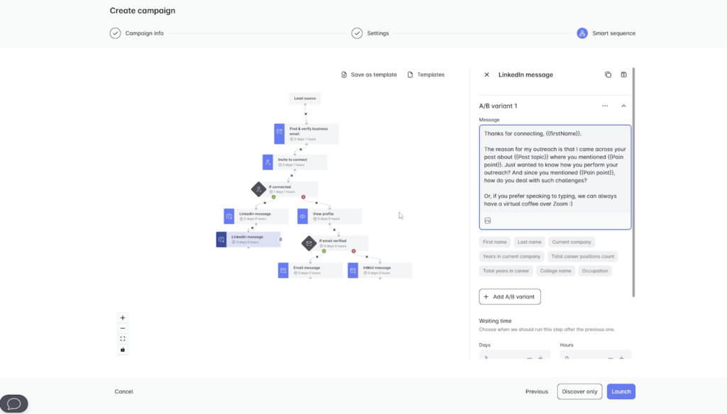 Prospecting message with LeadIn