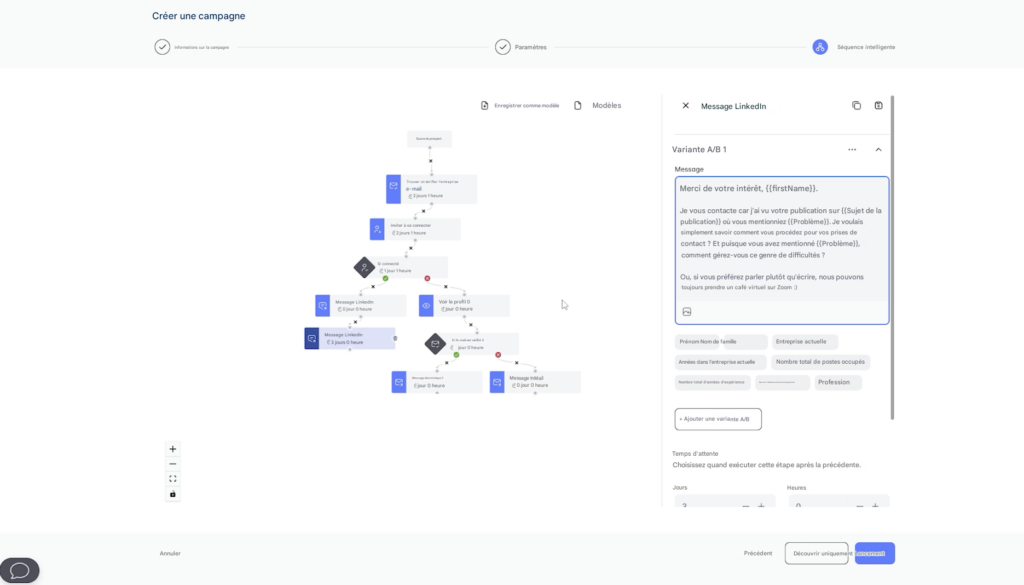 Message de prospection avec LeadIn
