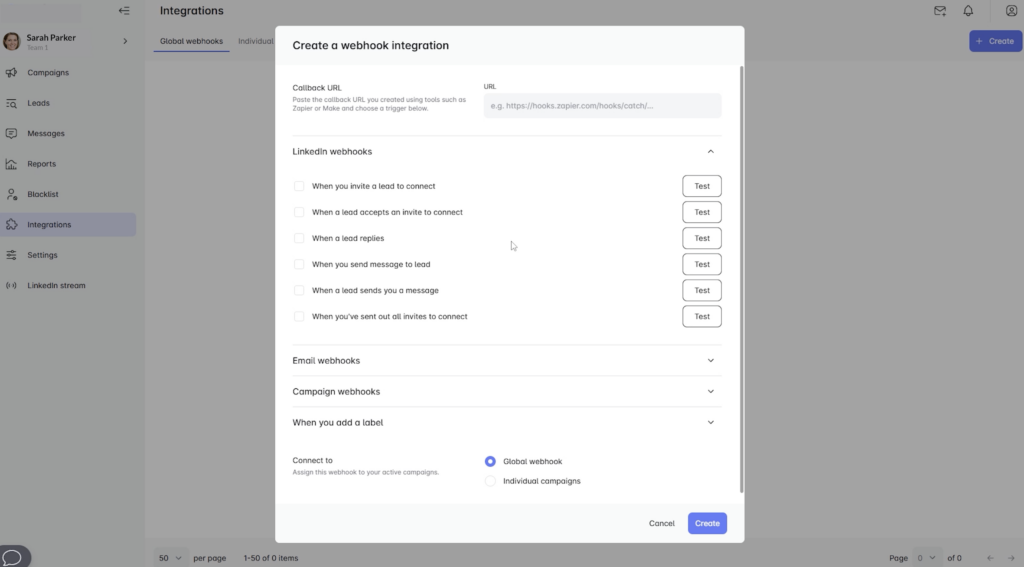 CRM and LeadIn integration